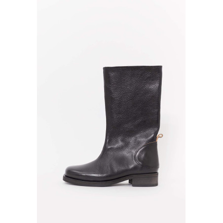 OUR LEGACY DEEP BLACK LEATHER HAUL CAMION BOOTS